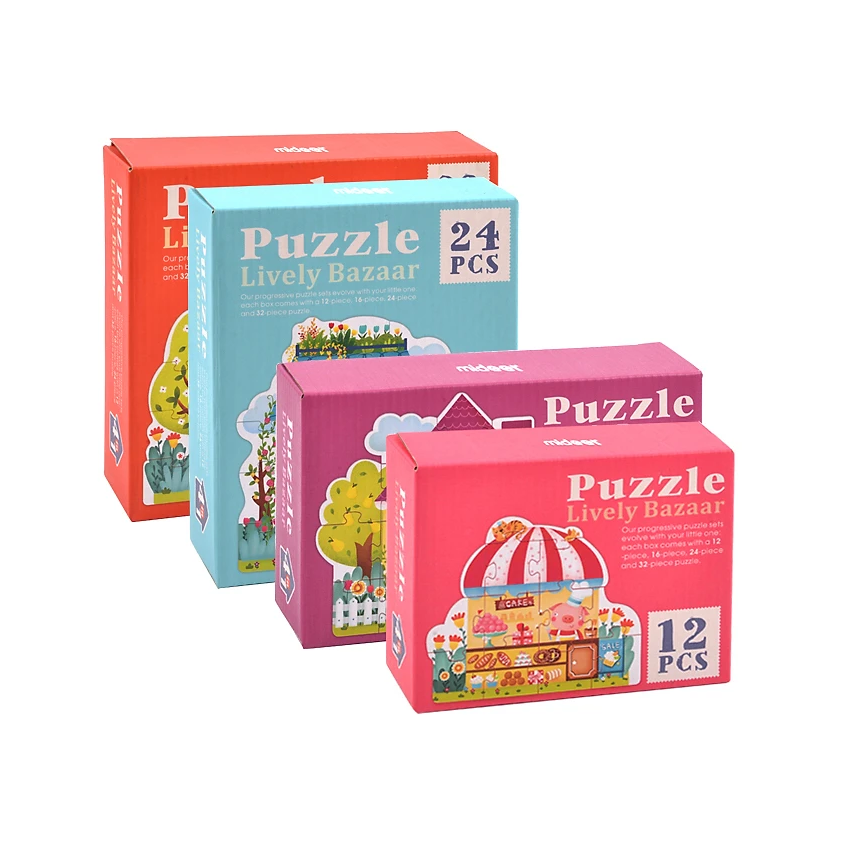 Bộ xếp hình Mideer 4 trong 1 chủ đề Khu nhà (Lively Bazaar) 4 cấp độ - MD3017